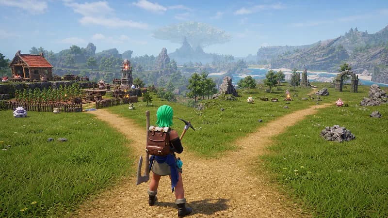 A Palworld player choosing between an established base and a fresh starter path