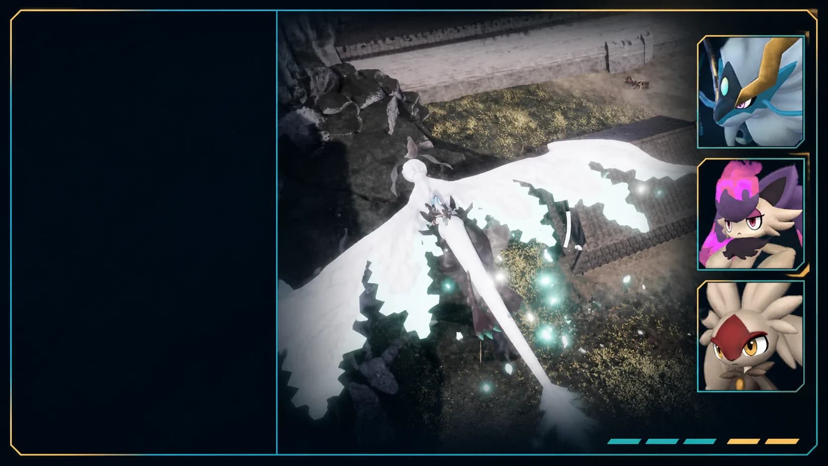 A Palworld gameplay panel and three recognizable Pal portraits sit beside a five-step update scope scale.