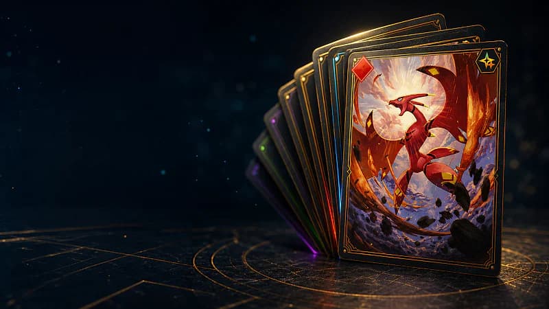 Suzaku Palworld card in front of a fan of colorful cards beside the words Everything Before July 30