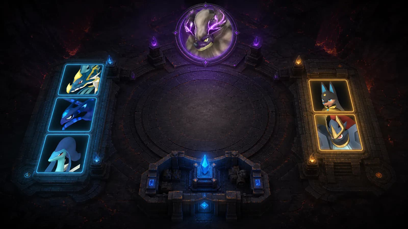 Raid operations board with Water and Ground Pal portraits arranged around Blazamut Ryu